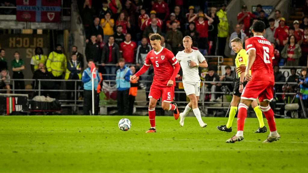 Wales midfielder Ethan Ampadu against Norway