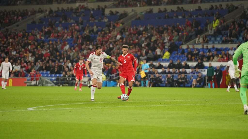 Ethan Ampadu in action for Wales against Denmark in the UEFA Nations League