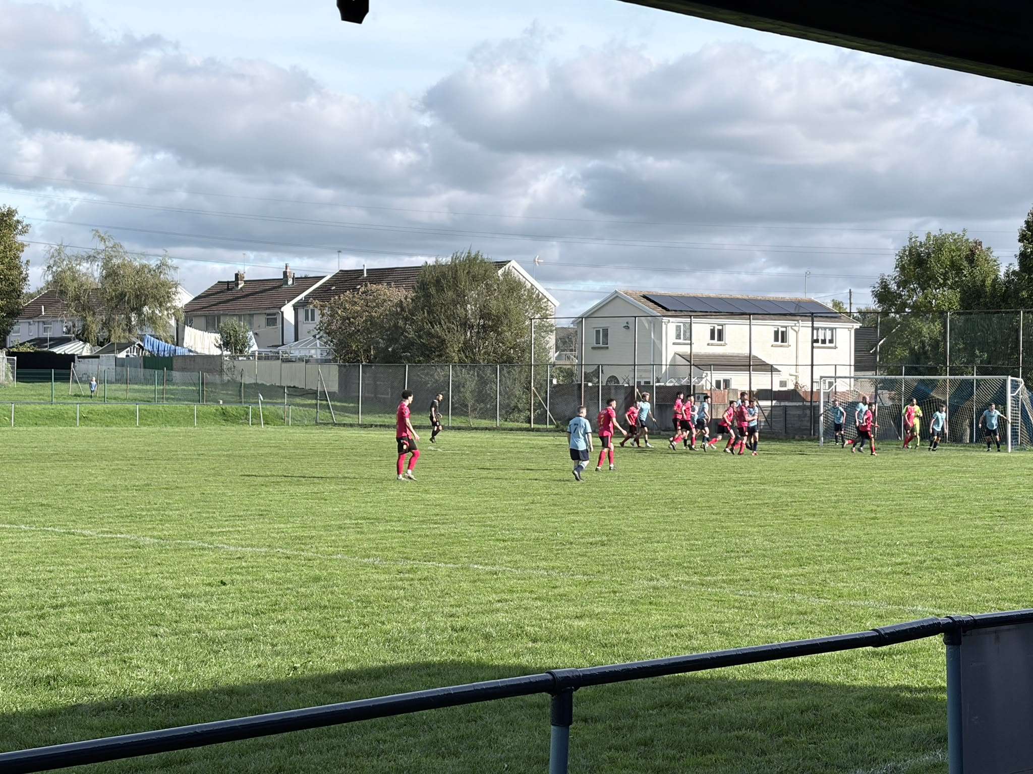 Llantwit Fardre defend a corner against Baglan Dragons in a Welsh Cup tie