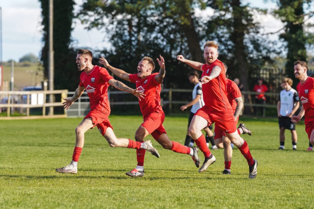 Llangennech celebrate beating Pontarddulais Town in the Welsh Cup